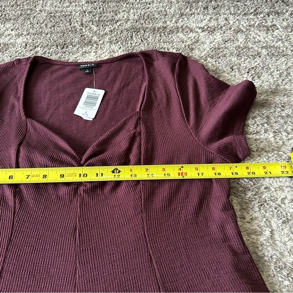 NWT Torrid Mini Slub Rib Fluted Dress Winetasting 1X - Picture 9 of 11